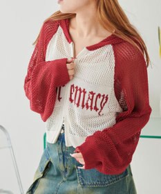 WEGO ラグランメッシュニットショートパーカー