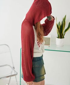 WEGO ラグランメッシュニットショートパーカー