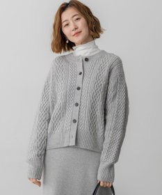 23区 S 【洗える】カシミヤブレンド ケーブルニットカーディガン