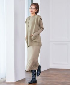 Tiaclasse 【2点セット】Wフェイスニットベスト＆ニットワンピース