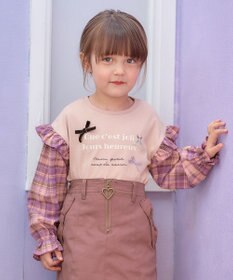 ANY KIDS チェック袖 ドッキング プルオーバー