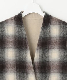 自由区 【リバーシブル】ウールリバー ノーカラーロングコート