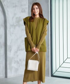 Tiaclasse 【2点セット】Wフェイスニットベスト＆ニットワンピース