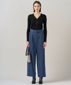 ICB L 【洗える】 エクストラファインメリノリブ Vネックカーディガン