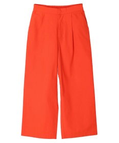 Green Parks 綿麻混タックストレートワイドパンツ