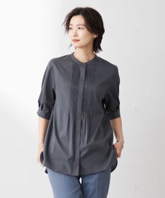 J.PRESS LADIES L 【WEB限定カラーあり・洗える】ラミーポプリン バンドカラー ブラウス