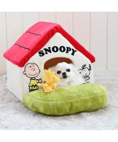 PET PARADISE スヌーピー お庭付き赤い屋根 折り畳みハウス【小】