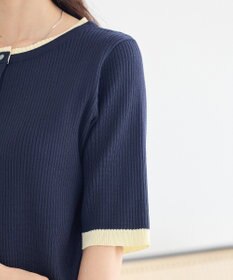 earth music&ecology ヘンリーネック半袖ニットプルオーバー