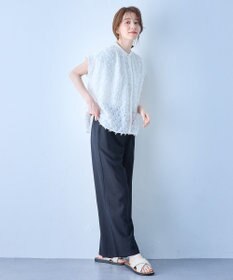 ANY 【ウエストゴム】リネンレーヨンワイドパンツ