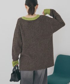 AMERICAN HOLIC 起毛バイカラーニットプルオーバー