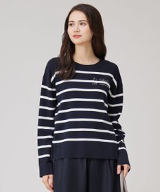 自由区 【洗える】コットンウールハイゲージボーダー ニット