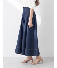 earth music&ecology フロントジップタックフレアスカート