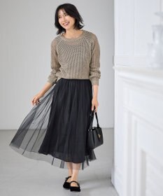 ANY L 【洗濯機可】ラメニットメッシュプルオーバー