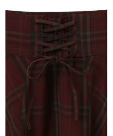 earth music&ecology バックレースアップチェックスカート