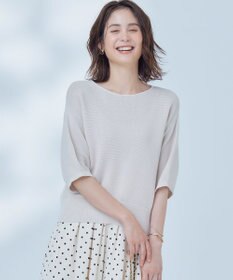 組曲 S 【WEB限定】コットンポリエステル5分袖リラクシー ニット