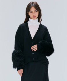 BEIGE， 【洗える】CHESTER / フェイクファーVネックカーディガン