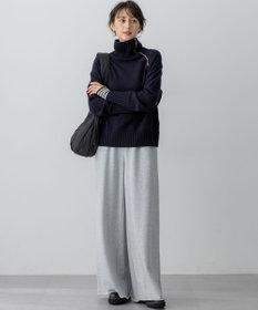 23区 L ボイルドウールコンビ ジップ タートルニット