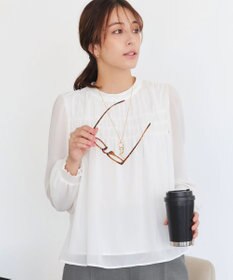 Tiaclasse 【洗える】シフォンシャーリングブラウス