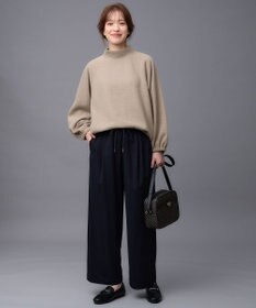 ANY 【洗濯機可能/ストレッチ/ウエストゴム】ウールライク2タックストレートパンツ