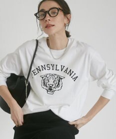 WEGO 【ANGIE VINTAGE】GILDAN カレッジロゴ オーバーサイズ プリント ロンT