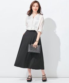 自由区 【洗える・ストレッチ素材】リネンヴィスコースストレッチ フレアスカート