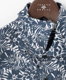 JOSEPH ABBOUD 【キングサイズ・清涼・JAPANファブリック】ビッグリーフサッカープリント 半袖シャツ