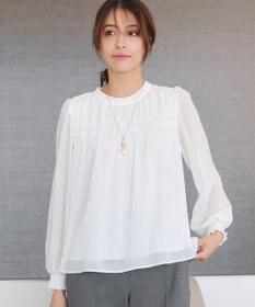 Tiaclasse 【洗える】シフォンシャーリングブラウス