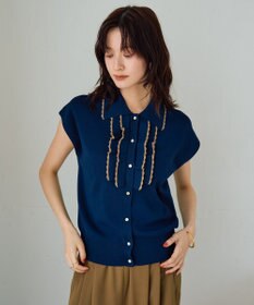 YECCA VECCA 配色フリルカーディガン