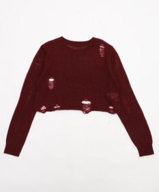 WEGO モヘアタッチダメージショートニット