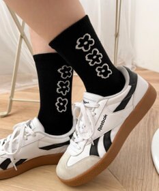 WEGO 手書き風3連フラワーソックス