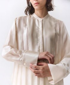 BEIGE， HAUYNITE / シアーストライプバンドカラーブラウス