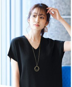 Tiaclasse L 【洗える】さらりと肌離れの良いフレンチスリーブニットチュニック