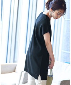 Tiaclasse L 【洗える】さらりと肌離れの良いフレンチスリーブニットチュニック