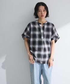 Green Parks 綿麻混フレンチスリーブスキッパーシャツ