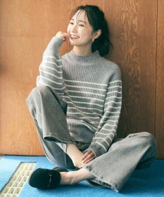 ANY SIS 【洗える】ハイネックボーダー ニット