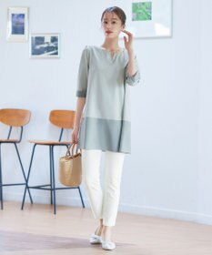 Tiaclasse L 【洗える】バイカラーチュニック