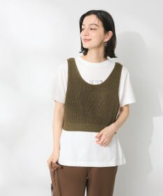 CRAFT STANDARD BOUTIQUE ワッフル編み短丈ニットベスト