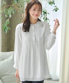 Tiaclasse 【スマート裏起毛・新色追加】 ピンタックシャツチュニック