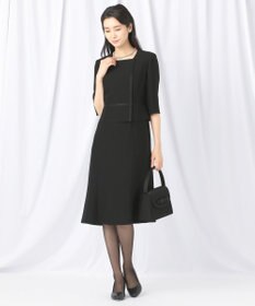 自由区 FORMAL 【ウォッシャブル対応】ドビーボーダーリボン ジャケット+ワンピース