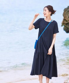 Tiaclasse 【洗える】ギャザーヘムフレアワンピース