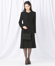 自由区 FORMAL 【ウォッシャブル対応】ドビーボーダーリボン ジャケット+ワンピース