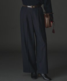 23区 【滝沢眞規子さん着用/VERY掲載/洗える】TWビエラ タック ワイド パンツ ネイビー系