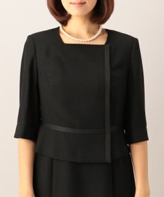 自由区 FORMAL 【ウォッシャブル対応】ドビーボーダーリボン ジャケット+ワンピース