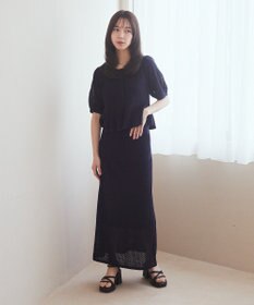 earth music&ecology ＳＥＴ２点レース編みペプラムカーデ＋スカート