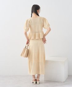 earth music&ecology ＳＥＴ２点レース編みペプラムカーデ＋スカート