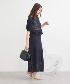 earth music&ecology ＳＥＴ２点レース編みペプラムカーデ＋スカート