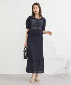 earth music&ecology ＳＥＴ２点レース編みペプラムカーデ＋スカート