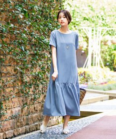 Tiaclasse L 【洗える】ギャザーヘムフレアワンピース