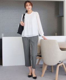 Tiaclasse 【洗える】シフォンシャーリングブラウス