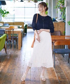 Tiaclasse 【インナーセット・洗える】ボーダー編みシアーニットアンサンブル